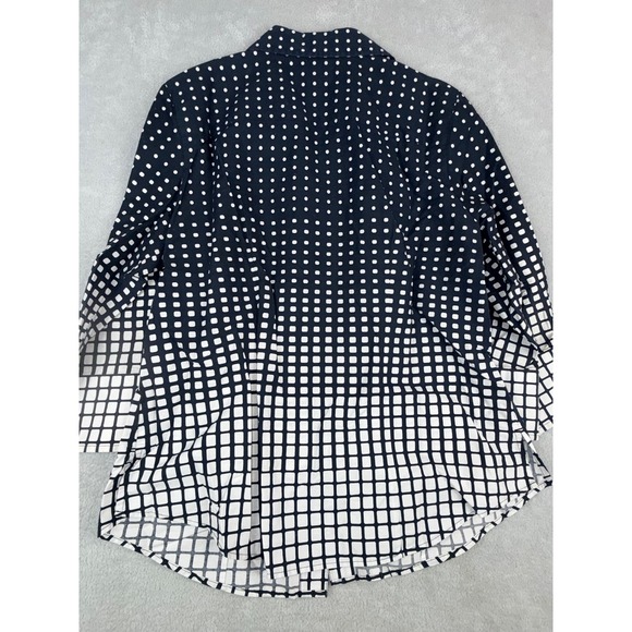 Westbound Black White Dot Grid Ombre‎ Button Down Shirt Blouse Womens 14 - Picture 3 of 5